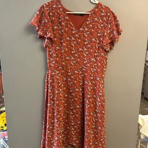 Mikarose Red Floral Midi Dress
